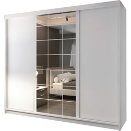 M N Furniture Collian 3 Door White Mirrored Sliding Wardrobe 250cm - thumbnail 2