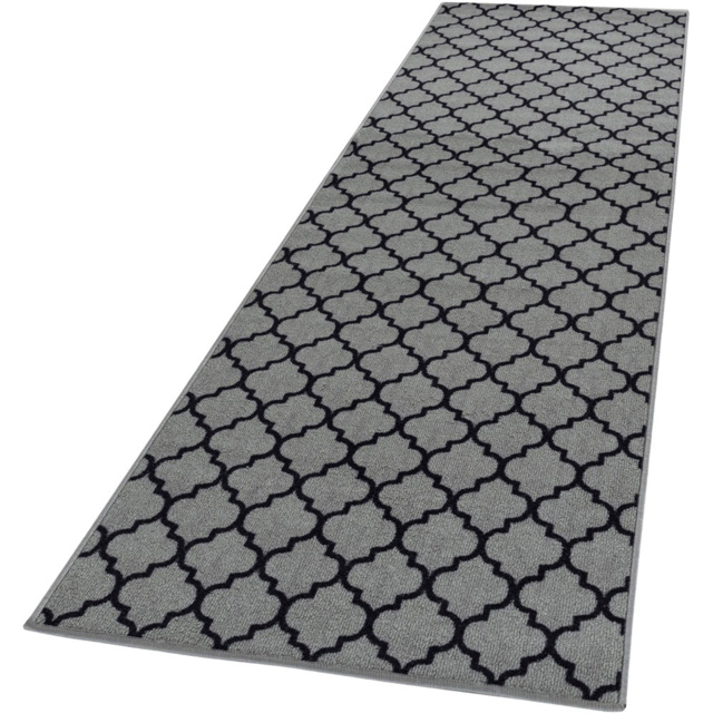 Smart Living Trellis Grey and Black Non-Slip Mat with Gel Backing 80 x 150cm - image 1