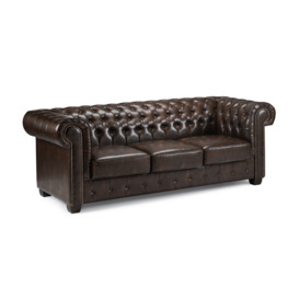 Chesterfield Sofa Antique Brown 3 Seater - thumbnail 1