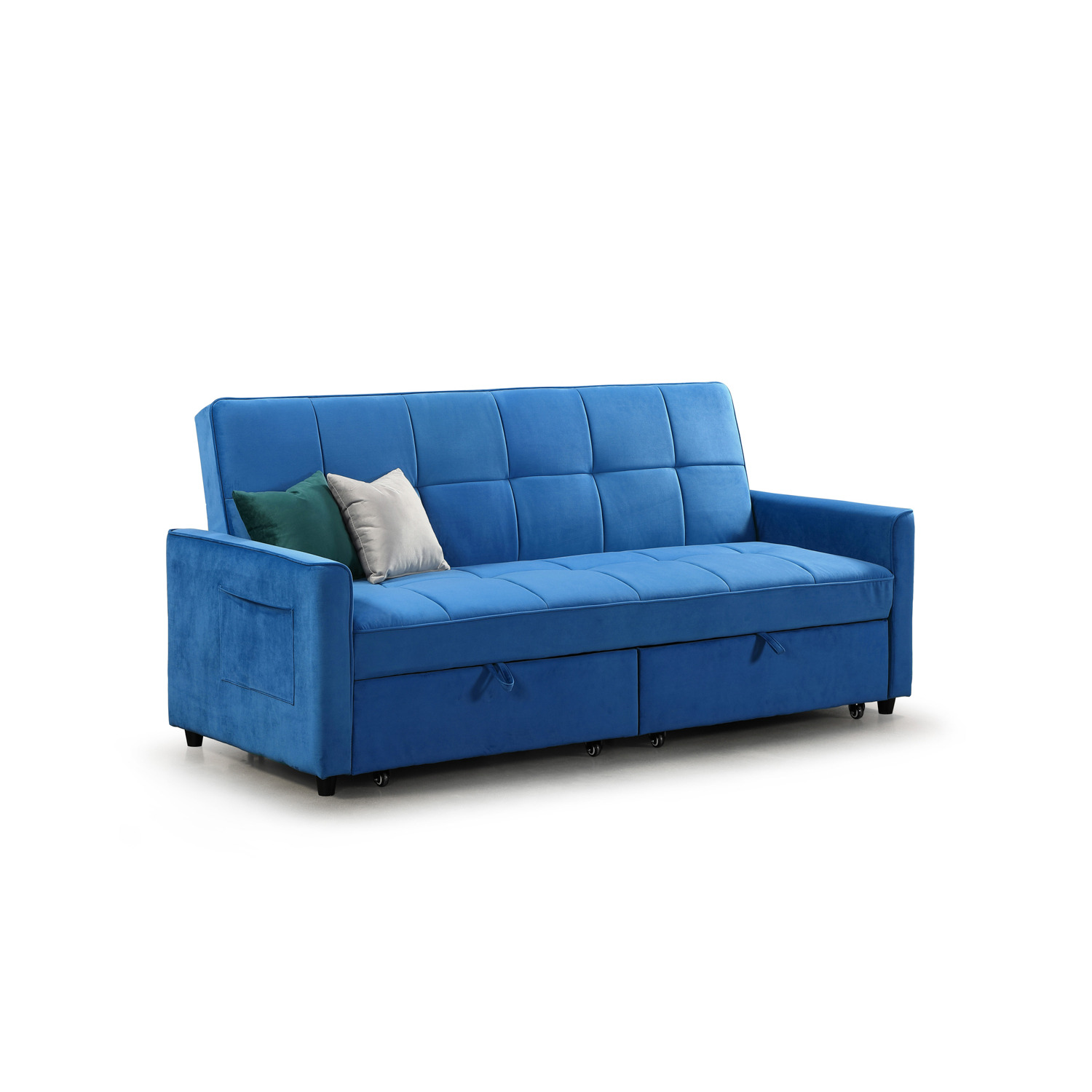 Elegance Sofabed Plush Blue 3 Seater - image 1