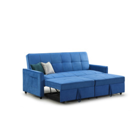 Elegance Sofabed Plush Blue 3 Seater - thumbnail 2