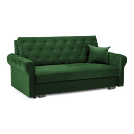 Rosalind Sofabed Plush Green 3 Seater - thumbnail 1