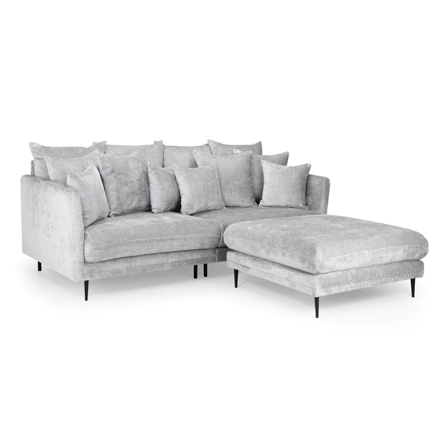 Turin Sofa Light Grey 3 Seater with Footstool - image 1