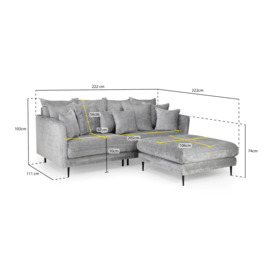 Turin Sofa Light Grey 3 Seater with Footstool - thumbnail 3