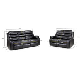 Vista Recliner Sofa Black 3+2 Set - thumbnail 3