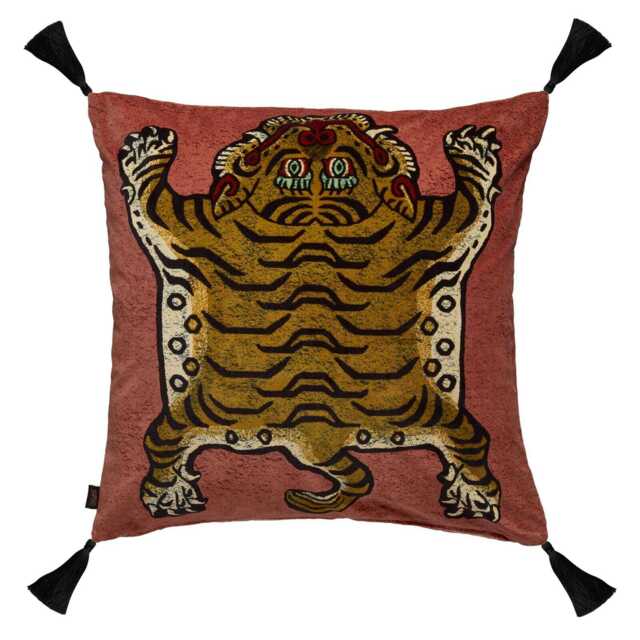 SABER Large Tassel Velvet Cushion - Pink