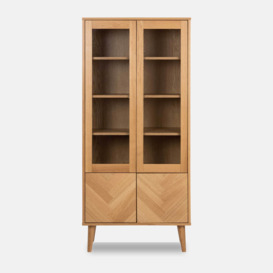 Bookcase with doors - oak display cabinet herringbone - Kenji By housecosy - thumbnail 1