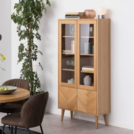 Bookcase with doors - oak display cabinet herringbone - Kenji By housecosy - thumbnail 2