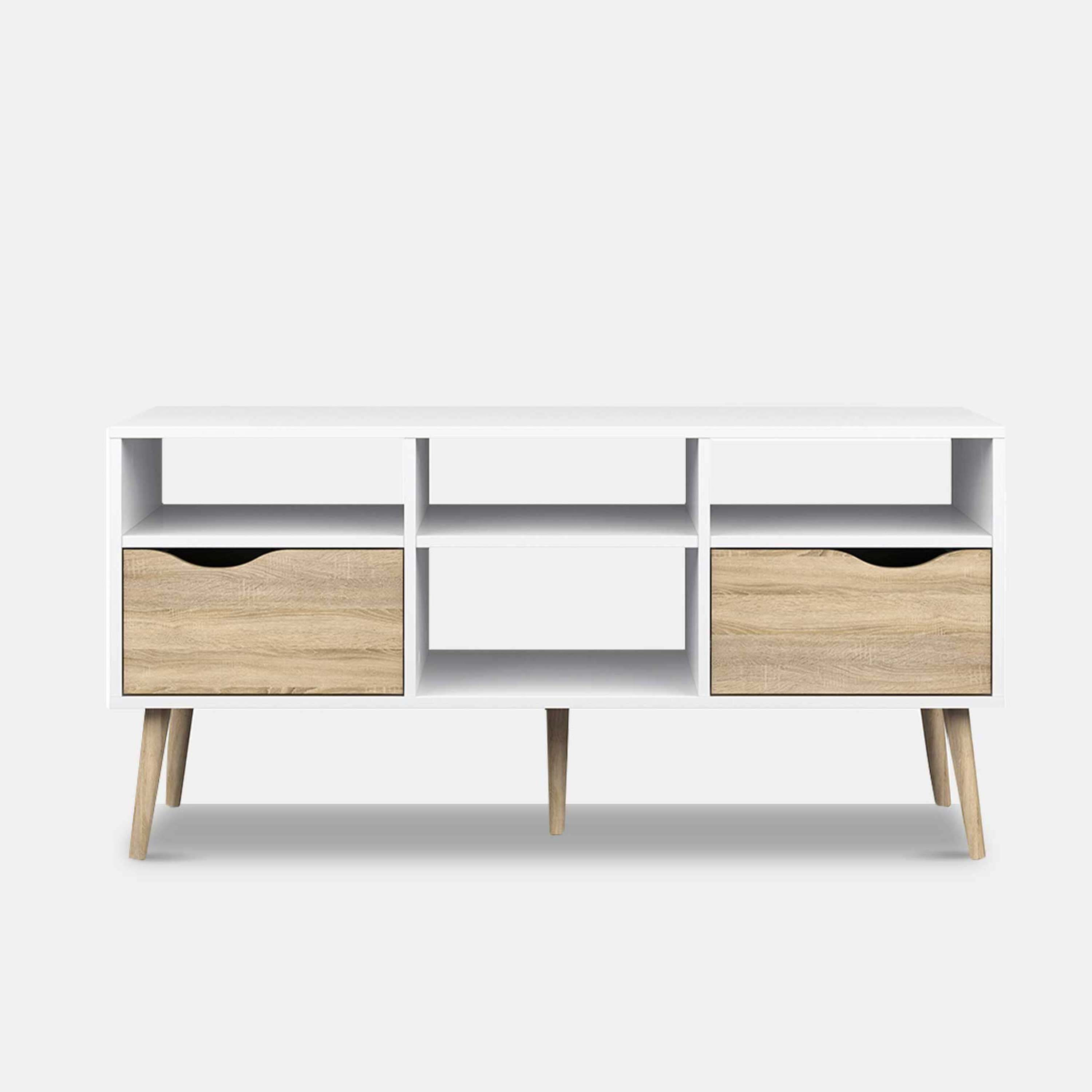TV Unit Oak And White - Scandi TV Stand - Halden by housecosy - image 1