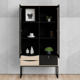 Espen storage bookcase, matte black and oak - thumbnail 2