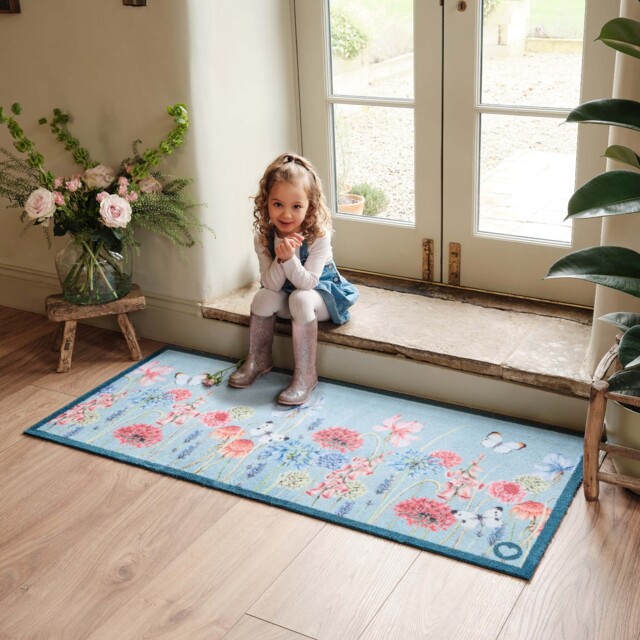 Butterfly Garden Blue Washable Runner - image 1