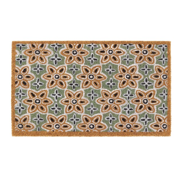 Sage Green Woodblock Coir Doormat - image 1