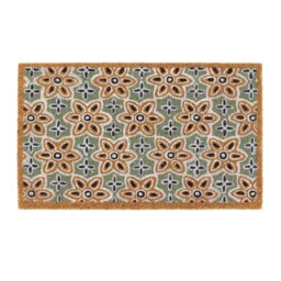 Sage Green Woodblock Coir Doormat - thumbnail 1