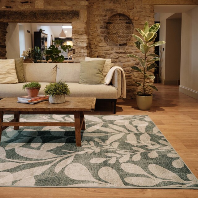 Eden Leaves Green Eco-Washable Rug - image 1