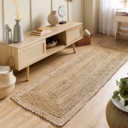 Jute Border Runner Natural White