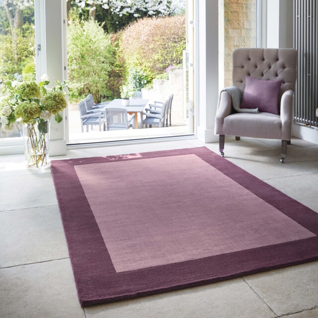 Borders Wool Rug Mauve - image 1