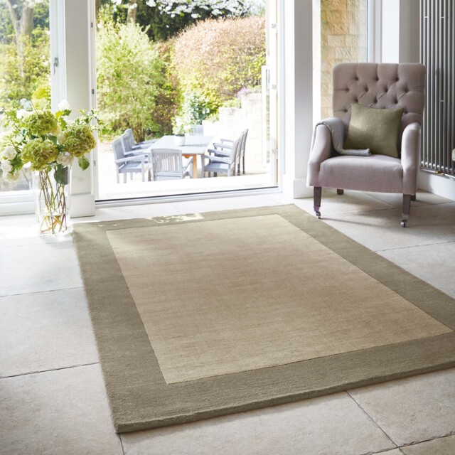 Borders Wool Rug Taupe - image 1