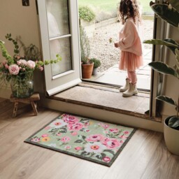 Country Rose Floral Washable Doormat - thumbnail 1