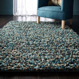 Rocks Shaggy Wool Rug Blue