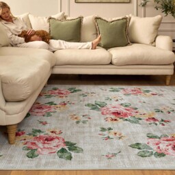 Vintage Rose Natural Eco-Washable Rug - thumbnail 1