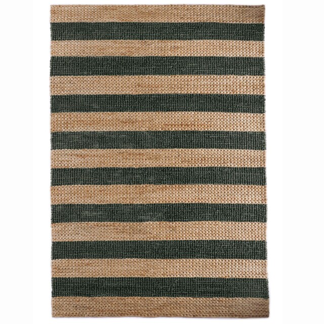 Bondi Jute Stripe Natural/Bottle Green Rug - image 1