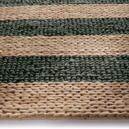Bondi Jute Stripe Natural/Bottle Green Rug - thumbnail 4