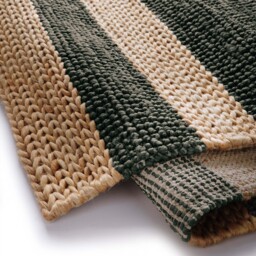 Bondi Jute Stripe Natural/Bottle Green Rug - thumbnail 5