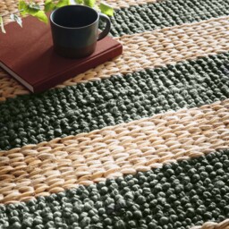 Bondi Jute Stripe Natural/Bottle Green Rug - thumbnail 3