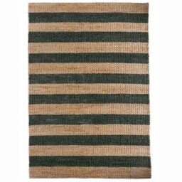 Bondi Jute Stripe Natural/Bottle Green Rug - thumbnail 1