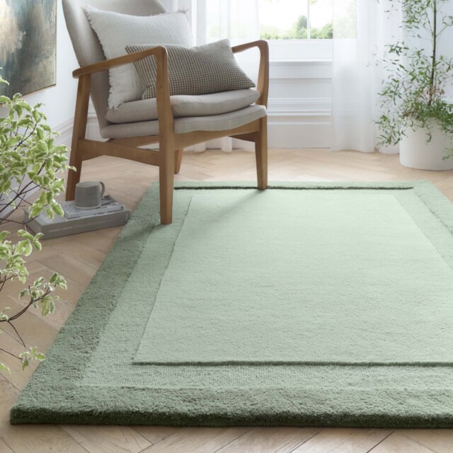 Stacked Borders Soft Green Rug - image 1