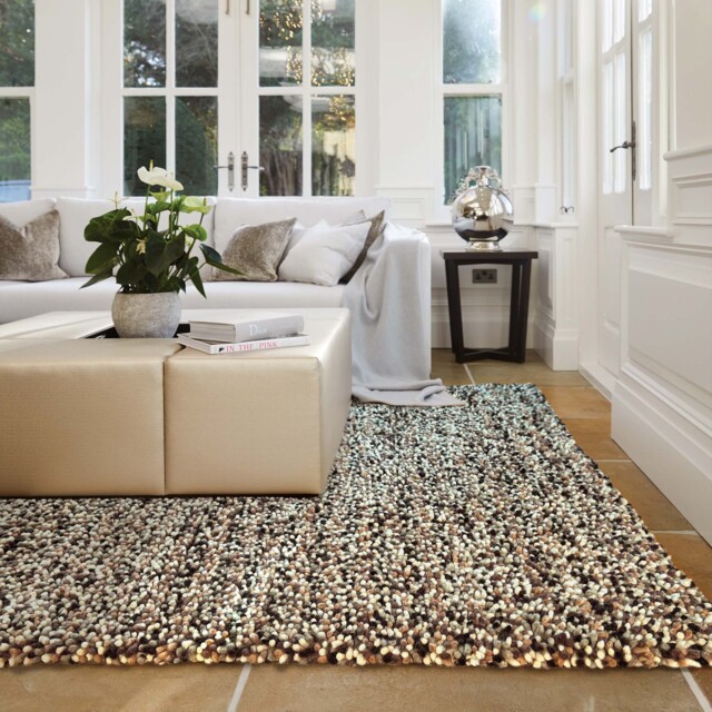 Rocks Shaggy Wool Rug Natural - image 1