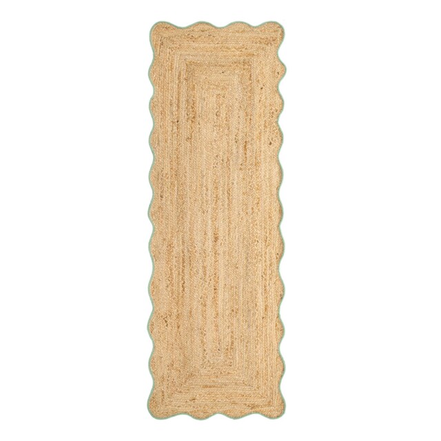 Jute Scalloped Edge Runner Green - image 1