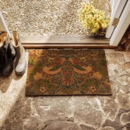 Morris &amp Co. Strawberry Thief Red Coir Doormat