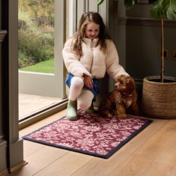 Paisley Floral Burgundy Washable Doormat - thumbnail 3