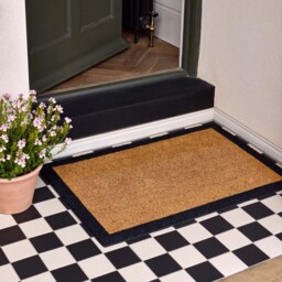 Printed Coir Border Black Doormat
