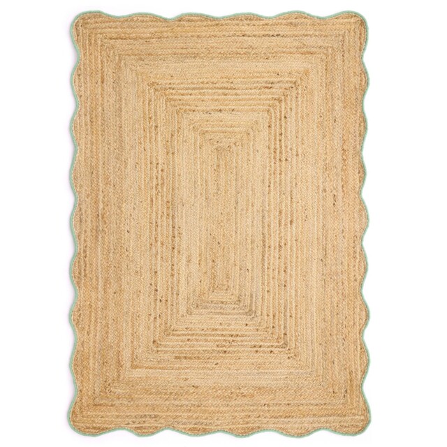 Jute Scalloped Edge Rug Green - image 1