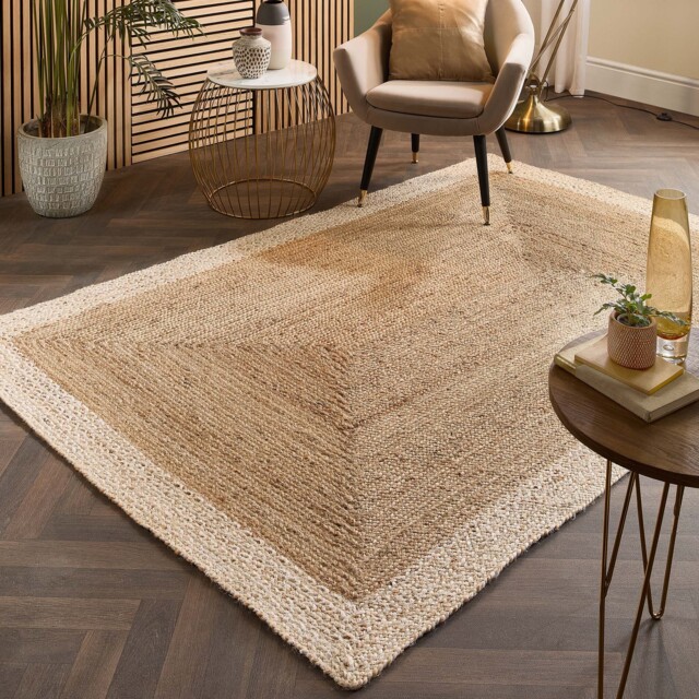 Jute Border Rug Natural White - image 1