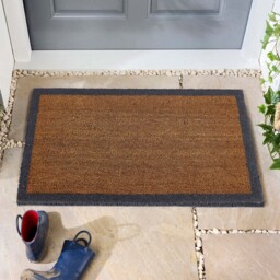 Printed Coir Border Grey Blue Doormat - thumbnail 1