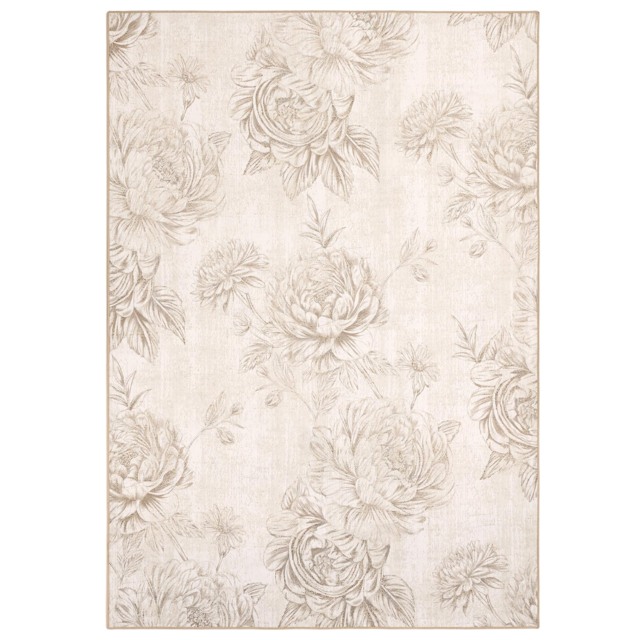 Muted Floral Beige Eco-Washable Rug - image 1