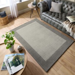 Borders Wool Rug Grey