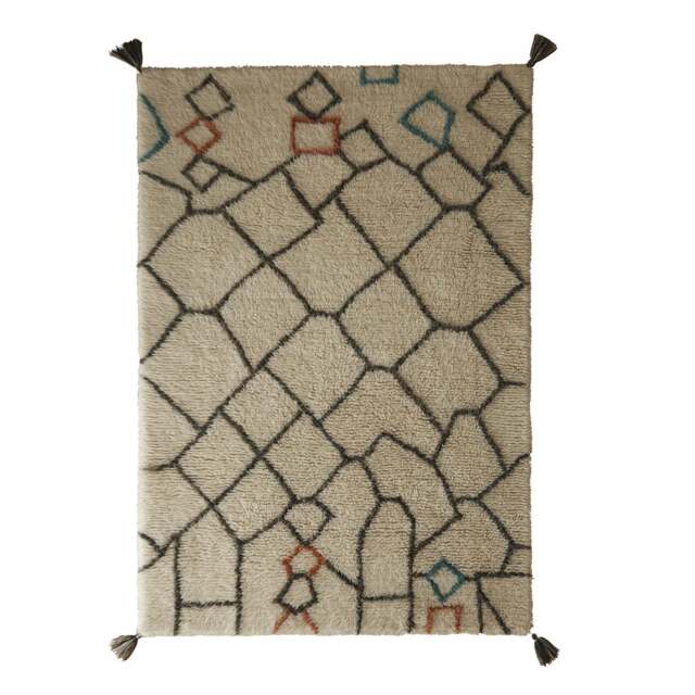 Berber Knotted Chain Rug Ivory/Multi - image 1