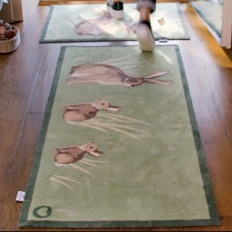 Rabbit 1 Green Washable Runner - thumbnail 1