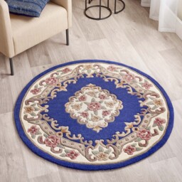 Shensi Aubusson Rug in Navy Blue - thumbnail 4