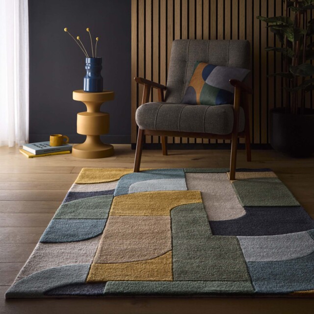 Retro Deco Rug Blue - image 1