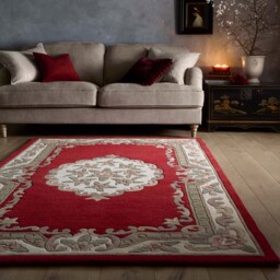 Shensi Aubusson Rug in Wine - thumbnail 3