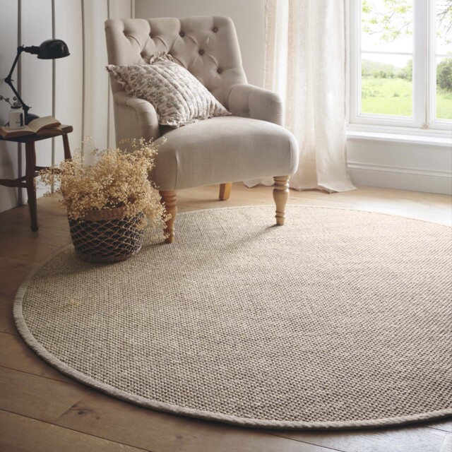 Sisal Rug Light Beige with Sand Border - image 1