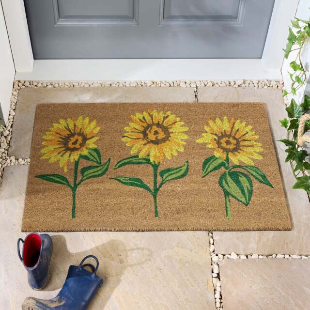 Multi Sunflowers Coir Doormat - image 1