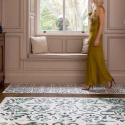 Vintage Scroll Green Eco-Washable Runner - thumbnail 3