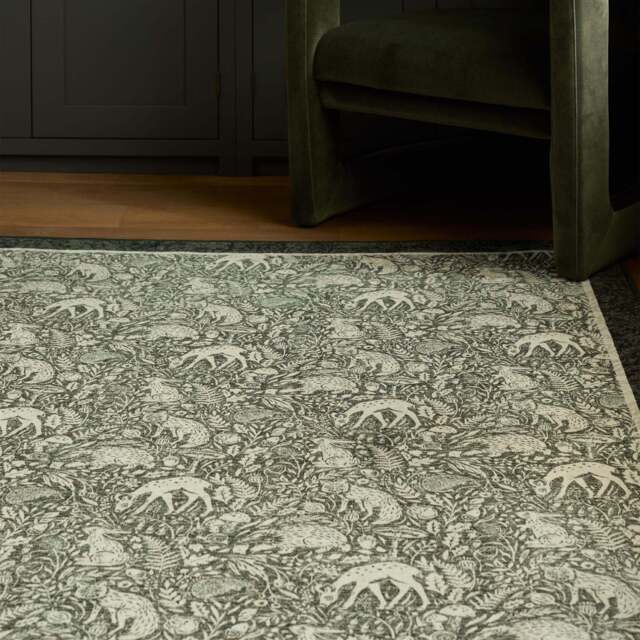 Whimsical Woodland Green Eco-Washable Rug - image 1