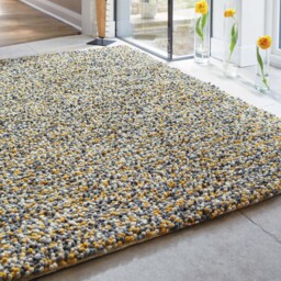 Rocks Shaggy Wool Rug Ochre - thumbnail 1